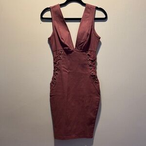 Elegant Deep V-Neck Dress in Mauve